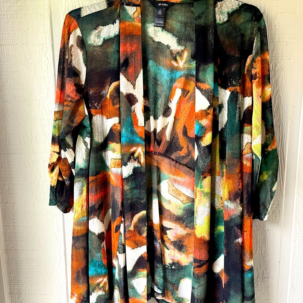 Ali Miles 1x multi colored sheer cardigan